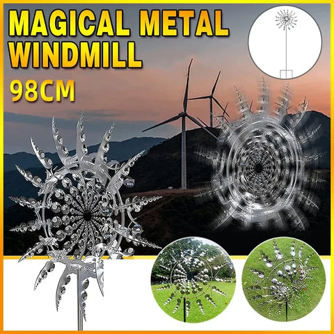 98CM Kinetic Metal Wind Spinner Garden Windmill Outdoor Sculpture Decoration