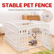 White Indoor Pet Playpen with Gate 91 x 91 x 60 cm - 1 Piece