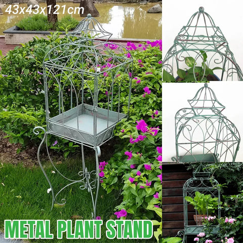 Iron Balcony Plant Stand Floor Rack Metal Garden Display Shelf Garden Decoration