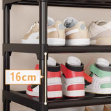 Shoe Rack Storage Cabinet 6 Tier Stackable Shelves Stand Black Organizer Home