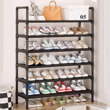 Shoe Rack Storage Cabinet 6 Tier Stackable Shelves Stand Black Organizer Home
