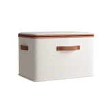 Large-Capacity Home Fabric Foldable Clothes Storage Basket with Lid for Pants - Cream