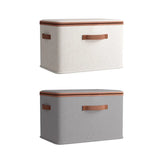 Large-Capacity Home Fabric Foldable Clothes Storage Basket with Lid for Pants - Cream