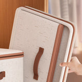 Large-Capacity Home Fabric Foldable Clothes Storage Basket with Lid for Pants - Cream