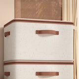 Large-Capacity Home Fabric Foldable Clothes Storage Basket with Lid for Pants - Cream