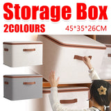 Large-Capacity Home Fabric Foldable Clothes Storage Basket with Lid for Pants - Cream