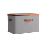 Large-Capacity Home Fabric Foldable Clothes Storage Basket with Lid for Pants - Grey