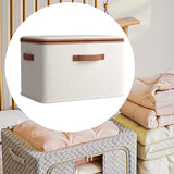 Large-Capacity Home Fabric Foldable Clothes Storage Basket with Lid for Pants - Grey