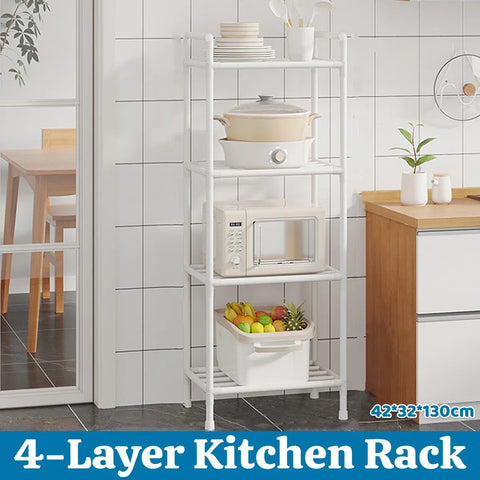 Multi-Layer Kitchen Storage Rack with Adjustable Feet and 38cm Layers