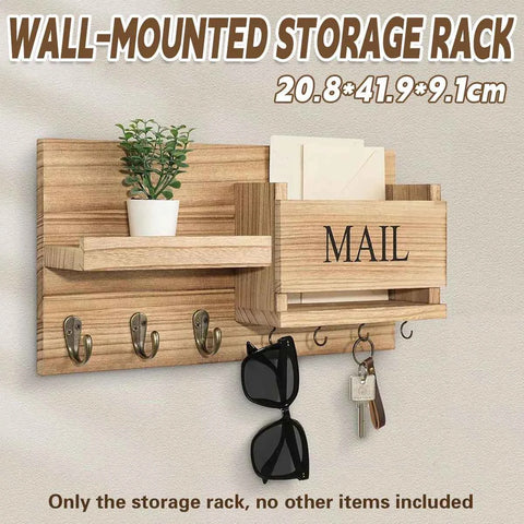 Wooden Wall Mounted Key Holder Storage Rack Door Hook Hanger Coat Rack Organizer