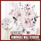 Removable Wall Stickers Watercolour Dusty Pink Flowers Leaves