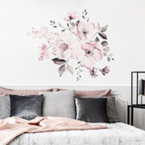 Removable Wall Stickers Watercolour Dusty Pink Flowers Leaves