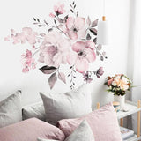 Removable Wall Stickers Watercolour Dusty Pink Flowers Leaves