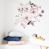 Removable Wall Stickers Watercolour Dusty Pink Flowers Leaves