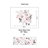 Removable Wall Stickers Watercolour Dusty Pink Flowers Leaves