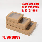 50pcs Bakery Cake Packaging Boxes with Visible Open Window Lunch Boxes - L