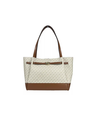 Michael Kors Women's Reed Large Belted Tote Shoulder Bag Purse Vanilla - One Size