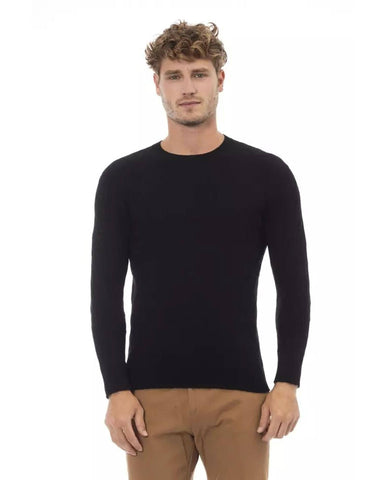 Alpha Studio Men's Black Viscose Sweater - 52 IT
