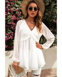 Azura Exchange Swiss Dot Ruffled V Neck Top - 2XL