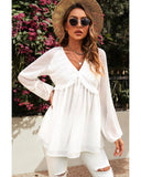 Azura Exchange Swiss Dot Ruffled V Neck Top - 2XL