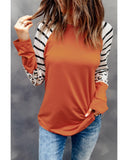 Azura Exchange Animal Print Long Sleeve Top with Striped Colorblock - XL