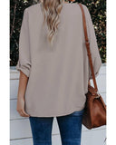 Azura Exchange V Neck 3/4 Sleeve High Low Hem Shirt - S