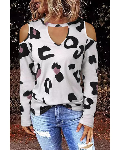 Azura Exchange Hollow Out Cold Shoulder Blouse - M