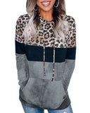 Azura Exchange Leopard Colorblock Hoodie - XL
