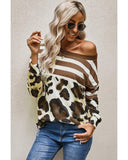 Azura Exchange Leopard Striped Long Sleeves Blouse - 2XL