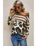 Azura Exchange Leopard Striped Long Sleeves Blouse - 2XL