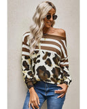 Azura Exchange Leopard Striped Long Sleeves Blouse - M