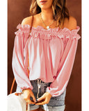 Azura Exchange Ruffled Off Shoulder Blouse with Puff Sleeves - L