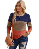 Azura Exchange Lace Splicing Color Block Long Sleeve Top - L