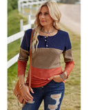 Azura Exchange Lace Splicing Color Block Long Sleeve Top - M