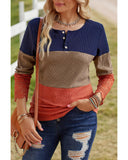 Azura Exchange Lace Splicing Color Block Long Sleeve Top - M