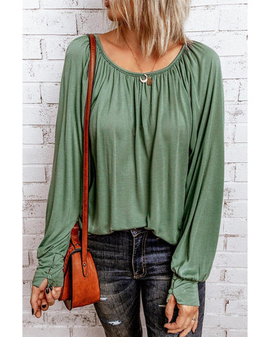 Azura Exchange Gathered Bubble Sleeve Top - S