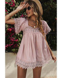 Azura Exchange Pom Pom Splicing Square Neck Blouse - S