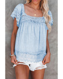 Azura Exchange Pom Pom Lace Splicing Blouse - XL