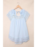 Azura Exchange Pom Pom Lace Splicing Blouse - XL