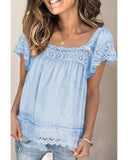 Azura Exchange Pom Pom Lace Splicing Blouse - XL