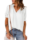 Azura Exchange Frill Neck Puff Sleeve Blouse - L