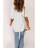 Azura Exchange Frill Neck Puff Sleeve Blouse - L