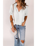 Azura Exchange Frill Neck Puff Sleeve Blouse - L