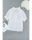 Azura Exchange Frill Neck Puff Sleeve Blouse - L