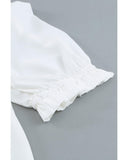 Azura Exchange Frill Neck Puff Sleeve Blouse - L