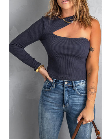 Azura Exchange One Shoulder Ribbed Top - L