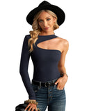 Azura Exchange One Shoulder Ribbed Top - L