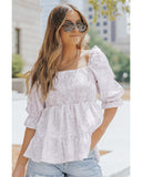 Azura Exchange Floral Leopard Peplum Top - 2XL