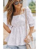 Azura Exchange Floral Leopard Peplum Top - 2XL