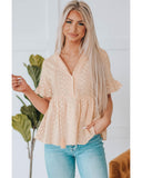 Azura Exchange Split V Neck Print Babydoll Top - L